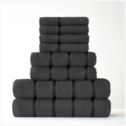 Gc Gaveno Cavailia 8 Piece Bostonian Oasis Towel Bale Set Dark Grey Quick Dry And Super Obsorbent Towel - thumbnail 1