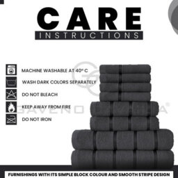 Gc Gaveno Cavailia 8 Piece Bostonian Oasis Towel Bale Set Dark Grey Quick Dry And Super Obsorbent Towel - thumbnail 5
