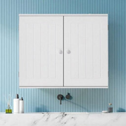 Wall Mounted Waterproof Mdf Bathroom Cabinet 2 Doors - thumbnail 5