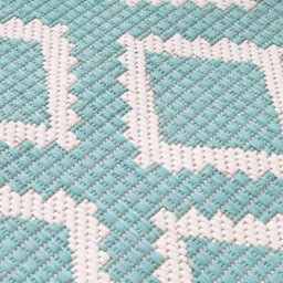 Diamond Pattern Garden Patio Rug - Weatherproof, Mould & Mildew Resistant Indoor Outdoor Mat - Teal, Measures 80 X 150Cm - thumbnail 4