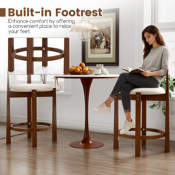Gainoom 62Cm Counter Height Bar Stools Set Of 2 Linen Upholstered Bar Chairs With Backrests - thumbnail 7
