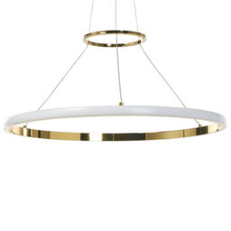 Wyld and Coco Lumina Gold Ring Pendant Lamp With Integrated Led Rings, Gloss Gold Finish, Adjustable Cord. - thumbnail 1