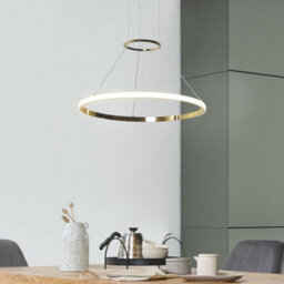 Wyld and Coco Lumina Gold Ring Pendant Lamp With Integrated Led Rings, Gloss Gold Finish, Adjustable Cord. - thumbnail 2