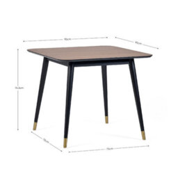 Oakham Premium Findlay 90Cm Square Dining Table - Walnut & Black - thumbnail 3