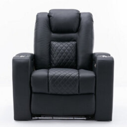 More4Homes Broadway Cinema Electric Recliner Chair Usb Charging Led Base (Black) - thumbnail 2
