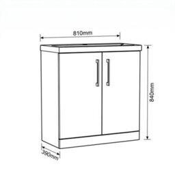 Balterley Bramshall Contemporary Bathroom Floor Standing 2-Door Vanity Unit & Mid-Edge Basin, Solace Oak, 800mm - thumbnail 2