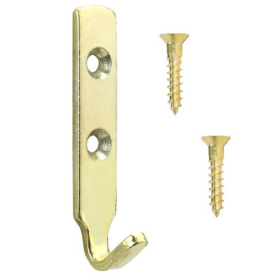 Taskar Heavy Duty Brass-Plated J Picture And Mirror Hooks 62mm Pack Of 4 - image 1