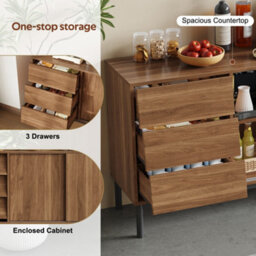Btm Sideboard 150X40X80Cm With 3 Drawers And 2 Sliding Doors, Modern Storage Cabinet For Kitchen, Dining Room And Living Room - thumbnail 9