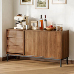 Btm Sideboard 150X40X80Cm With 3 Drawers And 2 Sliding Doors, Modern Storage Cabinet For Kitchen, Dining Room And Living Room - thumbnail 1