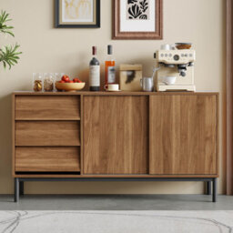 Btm Sideboard 150X40X80Cm With 3 Drawers And 2 Sliding Doors, Modern Storage Cabinet For Kitchen, Dining Room And Living Room - thumbnail 4