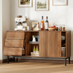 Btm Sideboard 150X40X80Cm With 3 Drawers And 2 Sliding Doors, Modern Storage Cabinet For Kitchen, Dining Room And Living Room - thumbnail 3