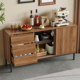 Btm Sideboard 150X40X80Cm With 3 Drawers And 2 Sliding Doors, Modern Storage Cabinet For Kitchen, Dining Room And Living Room - thumbnail 6