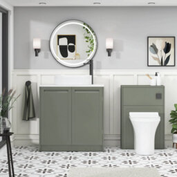 Royal Bathrooms Royal Bathroom Elmore 800mm Matt Green Freestanding Countertop Bathroom Vanity Unit 2 Door With Lyon Basin - thumbnail 5