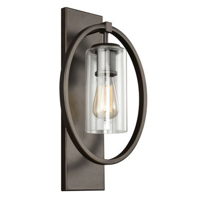 Antique Bronze Wall Light Door Knocker With Clear Glass Shade - Led E27 60W
