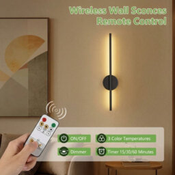 2X Battery Operated Led Wall Lights Wireless Dimmable Indoor Wall Scones Lamps - thumbnail 5