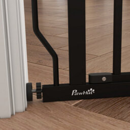 Pawhut Dog Gate Wide Stair Gate W/ Door Pressure Fit, 75-85W Cm, Black - thumbnail 9
