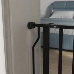 Pawhut Dog Gate Wide Stair Gate W/ Door Pressure Fit, 75-85W Cm, Black - thumbnail 8