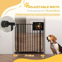 Pawhut Dog Gate Wide Stair Gate W/ Door Pressure Fit, 75-85W Cm, Black - thumbnail 5