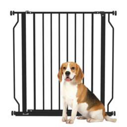 Pawhut Dog Gate Wide Stair Gate W/ Door Pressure Fit, 75-85W Cm, Black - thumbnail 2