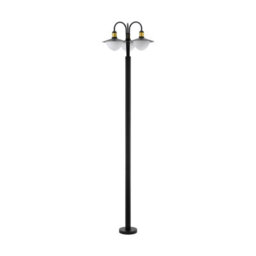 Stylish Ip44 Outdoor Bollard Light In Black And Gold With Curved Design For E27 Bulbs - thumbnail 1