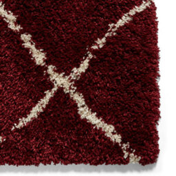 Modern Rug, Red Cream Shaggy Rug, 45mm Thick Moroccan Rug, Geometric Rug For Bedroom, & Dining Room-200Cm X 290Cm - thumbnail 2