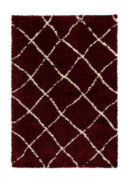 Modern Rug, Red Cream Shaggy Rug, 45mm Thick Moroccan Rug, Geometric Rug For Bedroom, & Dining Room-200Cm X 290Cm