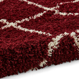 Modern Rug, Red Cream Shaggy Rug, 45mm Thick Moroccan Rug, Geometric Rug For Bedroom, & Dining Room-200Cm X 290Cm - thumbnail 4