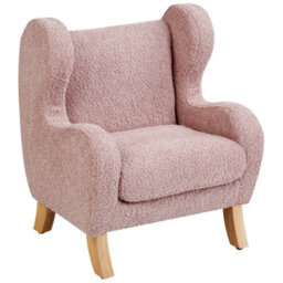 Wyld And Coco Brightnest Light Pink Bouclé Armchair For Kids With Armrests, Compact Nursery Seat - thumbnail 4