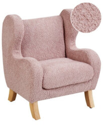 Wyld And Coco Brightnest Light Pink Bouclé Armchair For Kids With Armrests, Compact Nursery Seat - thumbnail 3