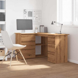 Berkfield Corner Desk Artisan Oak 145X100X76 Cm Engineered Wood - thumbnail 3