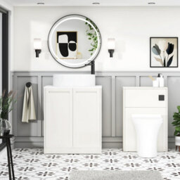 Royal Bathrooms Royal Bathroom Elmore 700mm Classic White Freestanding Bathroom Vanity Unit 2 Door Plain White Worktop With Peak Basin - thumbnail 5
