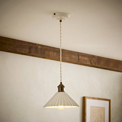 Valuelights Burford White Ceramic Ribbed Adjustable Drop Ceiling Pendant Light - image 1