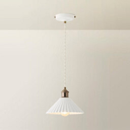 Valuelights Burford White Ceramic Ribbed Adjustable Drop Ceiling Pendant Light - thumbnail 3