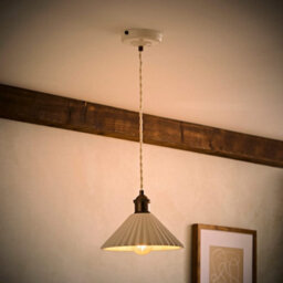 Valuelights Burford White Ceramic Ribbed Adjustable Drop Ceiling Pendant Light - thumbnail 2
