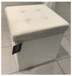 Home Luxe Interiors Cream Square Foldable Brushed Velvet Storage Box Pouffe Seat Ottoman