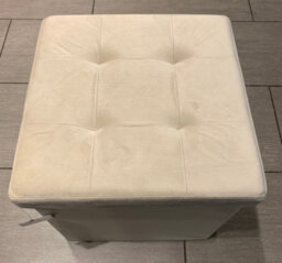 Home Luxe Interiors Cream Square Foldable Brushed Velvet Storage Box Pouffe Seat Ottoman - thumbnail 2