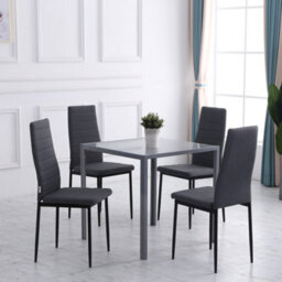 Homcom Dining Chairs Upholstered Fabric Accent Chairs With Metal Legs, Set Of 4 - thumbnail 1