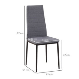 Homcom Dining Chairs Upholstered Fabric Accent Chairs With Metal Legs, Set Of 4 - thumbnail 3