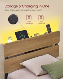 LEDREM Single Metal Bed Frame, 90 X 190 Cm, Led Lights, Usb And Type-C Ports, Under-Bed Storage Space, Industrial Style, Easy Assembly - thumbnail 3