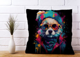 Warren Reed Designer Splashart Doormouse With Pink Glasses Cushions 45Cm X 45Cm - thumbnail 2