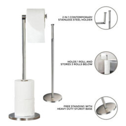 Capri Stainless Steel Satin Swivel Toilet Roll Holder & Spare Holder - thumbnail 3