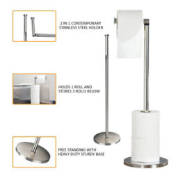 Capri Stainless Steel Satin Swivel Toilet Roll Holder & Spare Holder - thumbnail 4