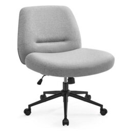 LEDREM Cross Legged Office Chair, Armless Desk Chair, Criss Cross Chair With Star Base And Wheels, Wide Seat,dove Grey - thumbnail 3