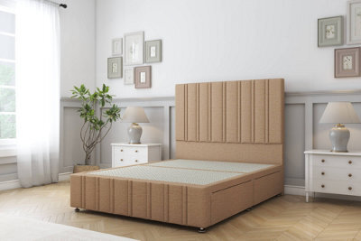 "Sloomy Langston Latte Dumfries Divan Bed No Drawers-26"" Strutted Headboard 12"" Footboard 4' Small Double" - image 1