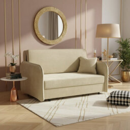 Viva Loft Iii Sofa Bed With Sleep Function Storage Container Chipboard Wood Frame Metal Legs 145Cm Wide Cream
