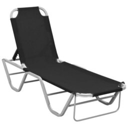 Walplus Sun Lounger Aluminium And Textilene Black