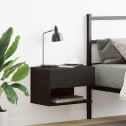 Walplus Bedside Cabinet Black Oak 46 X 29.5 X 30 Cm Engineered Wood - thumbnail 1