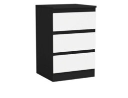 Urbn-Living Urbnliving 62Cm Height 3 Drawers Modern Chest Of Drawers Bedside Table For Living Room Office Hallway Black & White - thumbnail 2