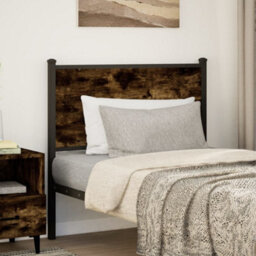 Berkfield Headboard Smoked Oak 90 Cm Engineered Wood And Steel - thumbnail 2
