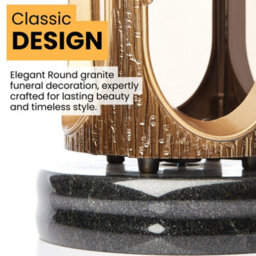 Novecrafto Round Granite Memorial Lantern H 22Cm Large Black With Gold Graveside Candle Lantern With Cross For Cemetery & Remembrance Gift - thumbnail 7